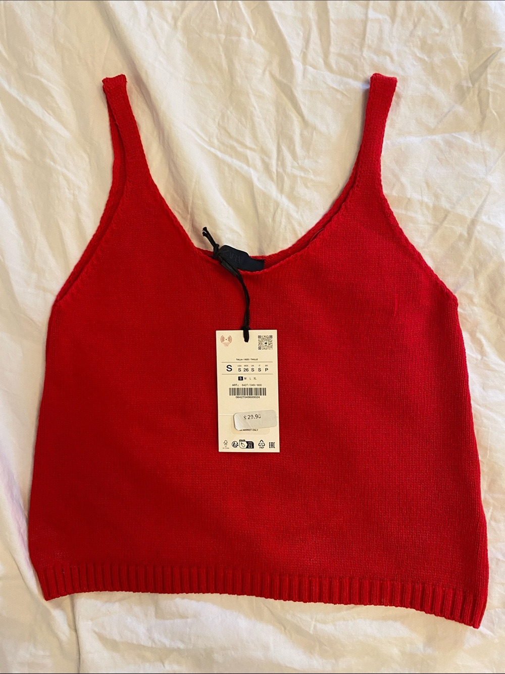 ZARA Red Knit Tank Top